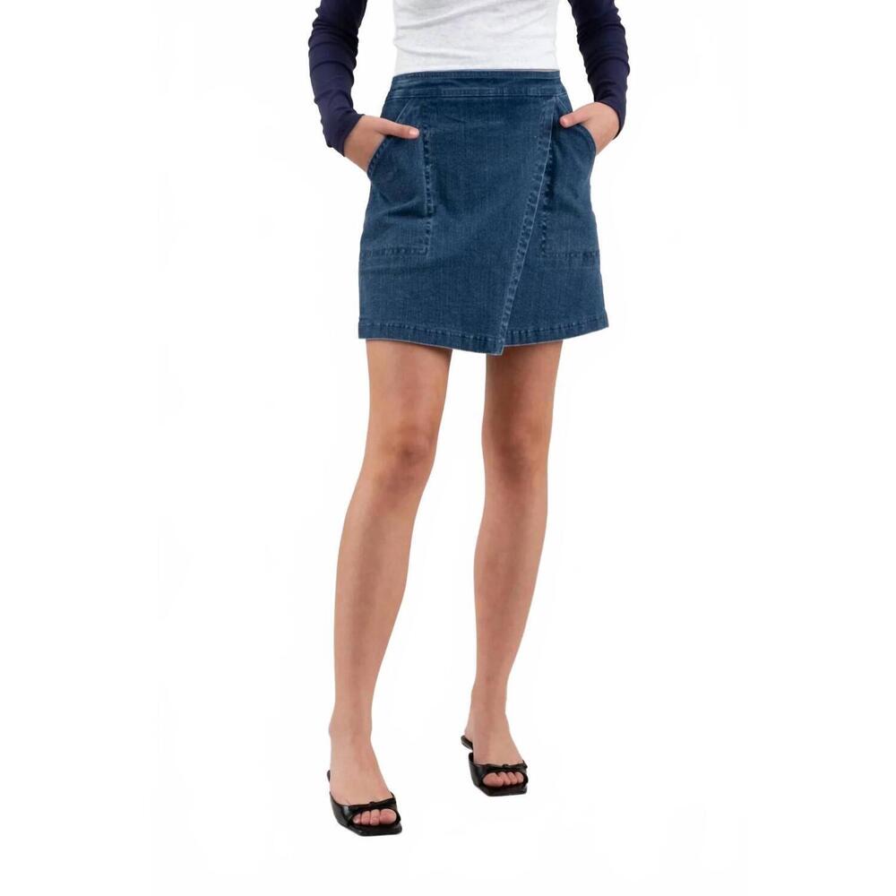 NEW BLU PEPPER high waist wrap mini skirt in denim